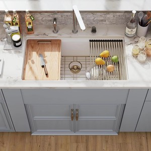 Lavello da <span class=keywords><strong>cucina</strong></span> QS-8048GW Workstation, il più recente lavello sottopiano in quarzo a vasca singola, lavello classico in quarzo composito, lavello da lavoro in granito - Product Image 6