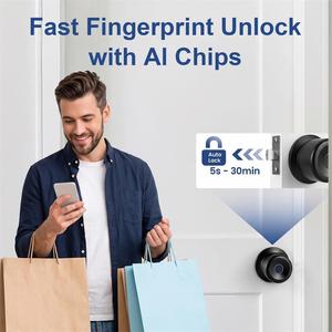 Tuya Smart Fingerprint <strong>Door</strong> Lock Polished Silvery Black Spherical Deadbolt Cylinder Ball Indoor <strong>Knob</strong> Durable Wood <strong>Door</strong> - Product Image 3