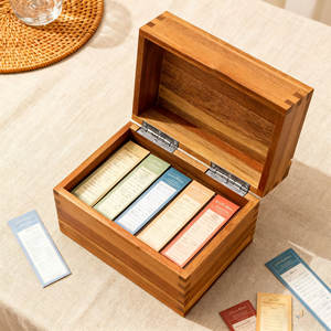 Scatola di ricette di legno in legno con scatola di ricette di legno con carta di ricetta di Acacia - Product Image 3