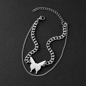 Unionen 1944 Custom <b>Name</b> Bar <b>Bracelet</b> Women/Men's Personalized Gift Double Chain Stainless Steel Classic Style Butterfly Design - Product Image 3