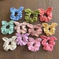 Élastiques à cheveux en forme d'oreilles de lapin, en lin doux, élastiques pour queue de cheval, accessoires pour cheveux pour femmes, OEM ODM en gros