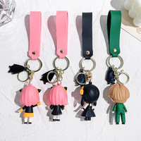 Porte-clés Anime en silicone souple non toxique, motif dessin animé mignon espion jouant à la maison, pendentif pour téléphone portable, style américain, vente en gros