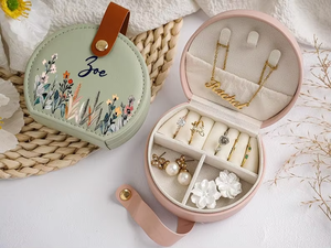 Wholesale Hot Selling Jewelry <b>Box</b> Eco-Friendly PU Leather Button Closure Portable Travel Jewelry Organizer <b>Rings</b> - Product Image 5