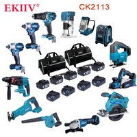 EKIIV Outils professionnels 18pcs en un Batterie 4,0 Ah 5,0 Ah 6,0 Ah 20V 21V makas lxt1500 Kit combo 15 outils 18 volts sans fil