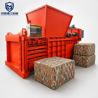 Presse à carton horizontale hydraulique grande capacité avec boîte de vitesses et cycle de balles multi-alimentation pour lignes de recyclage de carton