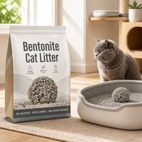 Litière pour chat en bentonite purement naturelle et biodégradable, agglomérante, contrôle des odeurs, parfum lavande, forme de boule, emballage OEM disponible