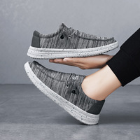Mocassins bateau décontractés lumineux en tissu extensible avec logo personnalisé World-win, confortables à enfiler pour hommes, printemps-automne