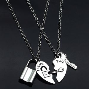 2PCS <b>Matching</b> Couple <b>Necklace</b> Lovers Key Lock Pendent <b>Necklace</b> for Men Women Creative Couple Jewelry <b>Necklace</b> Set - Product Image 1