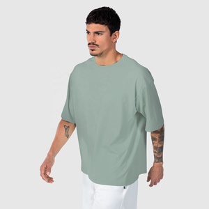 Nouveau style T-shirt en coton respirant pour homme, coupe oversize, couleur unie, manches courtes, col rond, style décontracté, t-shirt vierge en jersey - Product Image 3