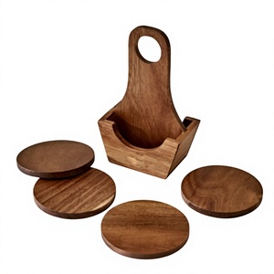 Juego de posavasos de madera redondos de lujo Nuevos utensilios para uso en mesa Posavasos elegantes para Vasos - Product Image 1