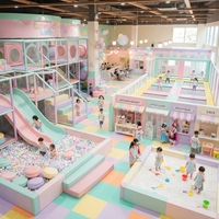 Équipement de terrain de jeu intérieur coloré Macaron avec fosse à balles profonde et jeux interactifs pour centre de divertissement pour enfants