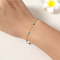Bracelet chaîne bohème en acier inoxydable plaqué or 18 carats avec perles de pierres naturelles facettées, bijoux pour femmes résistants à l'eau