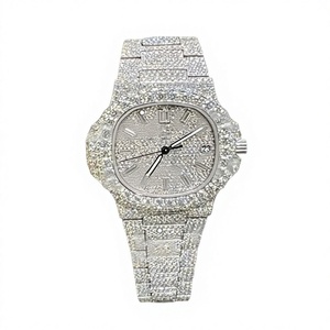 Reloj Mecánico Mossinate para Hombre, de Acero Inoxidable con Moissanita, Caja Cuadrada, Correa de Cristal con Cierre, Resistente al Agua 10 Bar, Estilo Hip Hop - Product Image 1