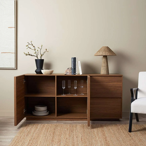 Credenza Moderna in Legno Color Noce di Produzione Ingrosso con Ampio Spazio di Archiviazione per Soggiorno - Product Image 5