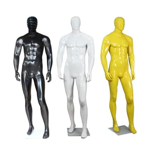 Hochwertiges schwarz-weißes Modell Prop männlicher Dummy-Kopf und Ganzkörper-Display-Schaufenster puppe Starke Muskeln Männer