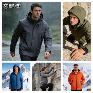 Jaqueta Externa Impermeável com Capuz Personalizada com Logo, Cor Sólida Clara, Jaqueta Masculina à Prova de Vento - Product Image 2