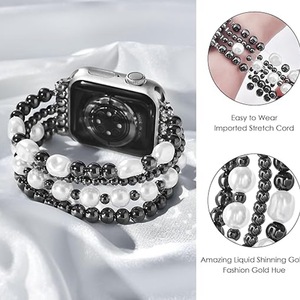 Correa de Reloj con Cuentas, Brazalete de Joyería Multifilamento para <span class=keywords><strong>Apple</strong></span> <span class=keywords><strong>Watch</strong></span> Series 10 9 <span class=keywords><strong>8</strong></span> 7 6 5 SE Ultra, Accesorio para Mujer - Product Image 4