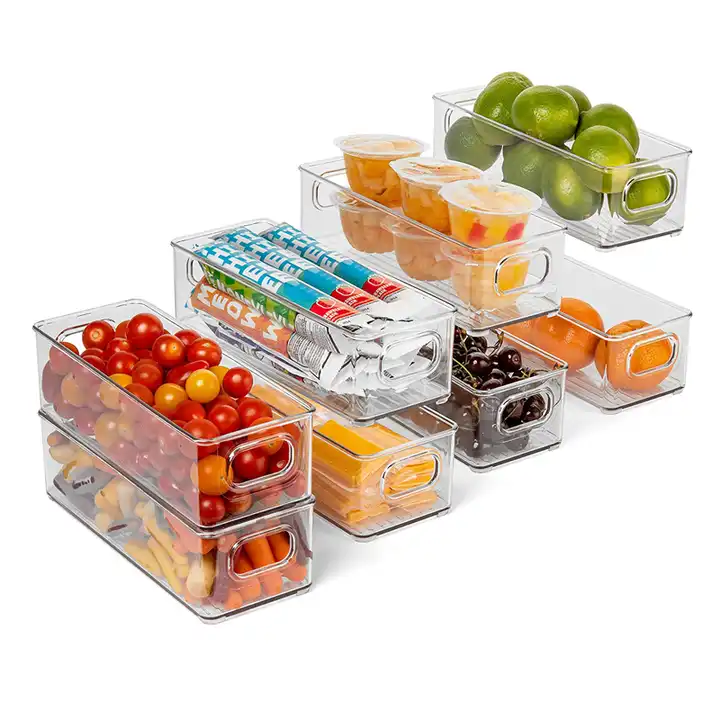 Refrigerator Organizer Bins-10 Pack Fridge Organizers and Storage Clear  with Lids Stackable Storage Bins Plastic Clear Containers for Organizing  for