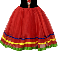 Robe Tutu de Ballet Style Folklorique Espagnol pour Filles, Manches Courtes Bouffantes, Ourlet Rayé, Jupe en Tulle, Costume de Scène de Ballet, Fabrication en Usine