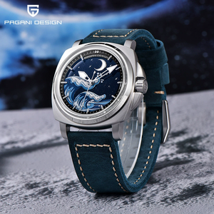 นาฬิกาข้อมือผู้ชาย PAGANI DESIGN YS014 รุ่นหรูหรา ระบบออโตเมติก กระจก NH35A ตัวเรือนสแตนเลส สายหนัง กันน้ำ 3BAR ขนาด 42 มม. พร้อมเข็มบอกเวลา - Product Image 4