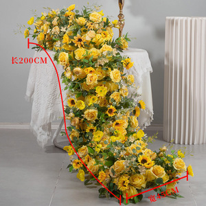 Chemin de table en fleurs de soie artificielles M-FR135 pour mariage, chemin de fleurs artificielles pour escalier, chemins de fleurs blanches pour décoration de mariage - Product Image 6