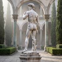Statue de David en marbre sculptée à la main, personnalisable, pour la décoration de la salle du musée classique de la Renaissance