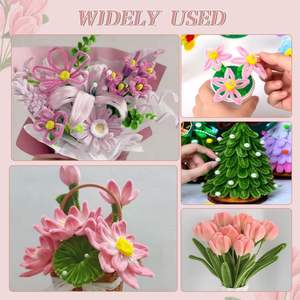 Высококачественная нечеткая проволока, оптовая продажа, стебли синели толщиной 8 мм, 100 шт., очиститель труб 10 мм, очиститель труб, цветок, букет, синели, стебли - Product Image 5