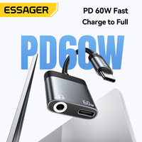 Câble adaptateur répartiteur audio et de charge USB Type C vers jack 3,5 mm 2-en-1 Essager ES-YP32 avec chargeur rapide USB-C PD 60W