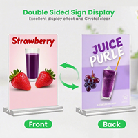 Support de menu double face en acrylique transparent en forme de T pour table, idéal pour restaurant, mariage, bureau, hôtel - Vente directe usine