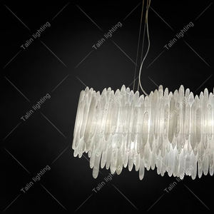 Lustre rectangulaire linéaire nordique moderne <span class=keywords><strong>pour</strong></span> salle à manger, grand <span class=keywords><strong>luminaire</strong></span> en marbre blanc <span class=keywords><strong>pour</strong></span> hôtel, maison, <span class=keywords><strong>entrée</strong></span> créative - Product Image 4