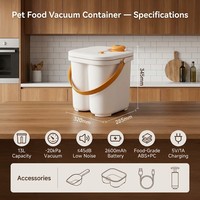 Conteneur Alimentaire Intelligent et Robuste pour Animaux de Compagnie 13L, Scellage à Touche Unique -20kPa Pression Automatique 45dB Silencieux 2600mAh ABS+PC de Qualité Alimentaire