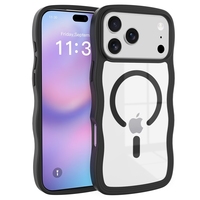 Coque de téléphone magnétique transparente pour iPhone 18 Pro Max, protection transparente à bords ondulés, compatible avec la charge sans fil