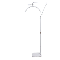 Lampe LED demi-lune pour technicien des cils, 20 pouces, sur pied, rotation halo à 360°, température de couleur réglable, alimentation AC/DC, intensité variable via télécommande