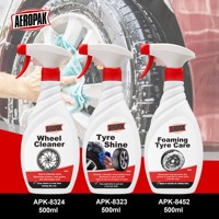 Aeropak 500ml Aérosol Effet Mouillé Longue Durée Brillance Protection UV Entretien Pneus Spray Brillant pour Pneus Détail Automobile Plastique