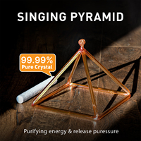 Pyramide Sonore en Cristal Doré Jinfang pour Bain Sonore, Instrument de Guérison, Personnalisation Couleur Brunâtre