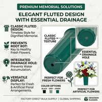 Vases funéraires en plastique en gros pour fleurs artificielles, décorations de cimetière, vase floral pour tombes avec piquet de fixation au sol