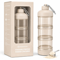 Conteneur de poudre protéinée avec logo personnalisé et mousqueton, boîte de compléments alimentaires empilable multicouche, vente en gros, OEM, marque privée