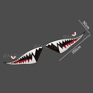 2 pegatinas de PVC impermeables para coche, diseño de boca de tiburón de dibujos animados, gráficos elegantes, accesorios de decoración para coche - Product Image 6