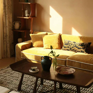 Canapé <span class=keywords><strong>Coco</strong></span> avancé rétro français Chenille jaune Style pastoral français tissu droit Gym centre commercial hôtel Villa hôpital parc scolaire - Product Image 3
