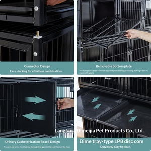 Cage d'élevage et d'hospitalisation pour chats et chiens à deux ou trois étages, pour cliniques vétérinaires et crèches, avec structure en tuyaux galvanisés - Product Image 4