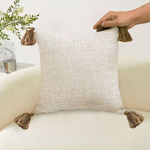 Db Beige Portable Luxurious 50cm Square Cotton Embroidered Geometric Pattern <b>Throw</b> <b>Pillow</b> Cover - Product Image 5