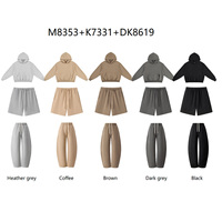 Ensemble de survêtement unisexe Roregal 350GSM en molleton épais, comprenant un sweat à capuche ample et un short de jogging à cordon de serrage