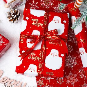 Christmas Wrapping <b>Paper</b> Red Double Side Wrapping <b>Paper</b> Cute Santa Claus Christmas <b>pattern</b> wrapping <b>paper</b> Gold Foil Wrapping - Product Image 1