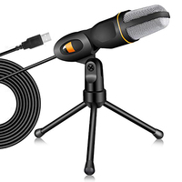 Microphone à condensateur filaire USB léger et portable pour ordinateur portable, ordinateur de bureau, smartphones, en plastique