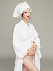 جديد استوديو النساء الحوامل أبيض بسيط داخلي عالية الجودة مثير رجاب حمام كبير البطن صور ملابس المنزل - Product Image 5