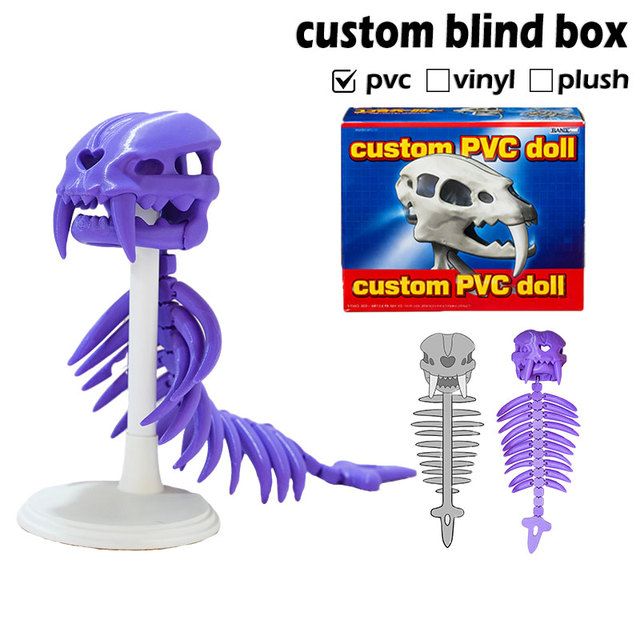 Halloween Maker Action Blind Box Toy Figures Custom Plastic PVC Anime Skeleton Toys Realistic 3D Printed Animal Skeleton Toy