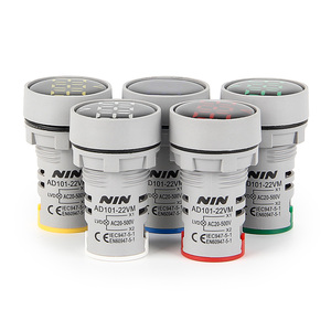 Mini kỹ thuật số AC & DC điện áp hiển thị <span class=keywords><strong>Meter</strong></span> màu xanh lá cây LED tín hiệu với tần số & nhiệt độ đo 22 mét gắn đường kính - Product Image 1