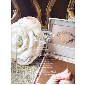 การ์ดเชิญงานแต่งงานอะคริลิกใส พิมพ์ลายตามสั่ง เป็นมิตรกับสิ่งแวดล้อม ทนทาน กันน้ำ พร้อมโลโก้กิจกรรม จากกวางตุ้ง - Product Image 5
