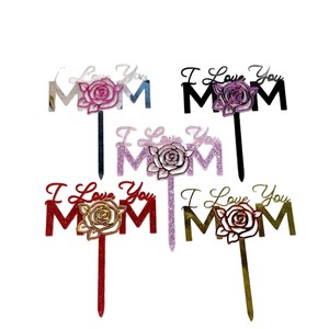 Honey And Sweetness I Love You Mom Acrylic Cake Topper Rose Mother's Day Cake Decoration - Product Image 5
