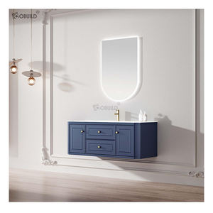 ตู้ไม้กันน้ำทันสมัยสำหรับห้องน้ำชุดกระจก LED งานแฮนด์เมดสำหรับโรงแรมและวิลล่า - Product Image 1